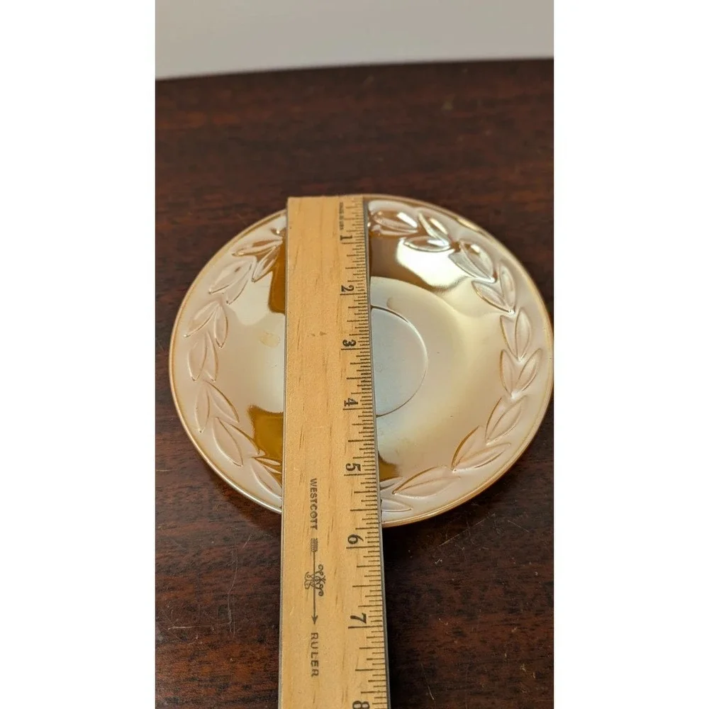 Fire King Peach Lustreware Cup Saucer Set Anchor Hocking Vintage Glass 4pc